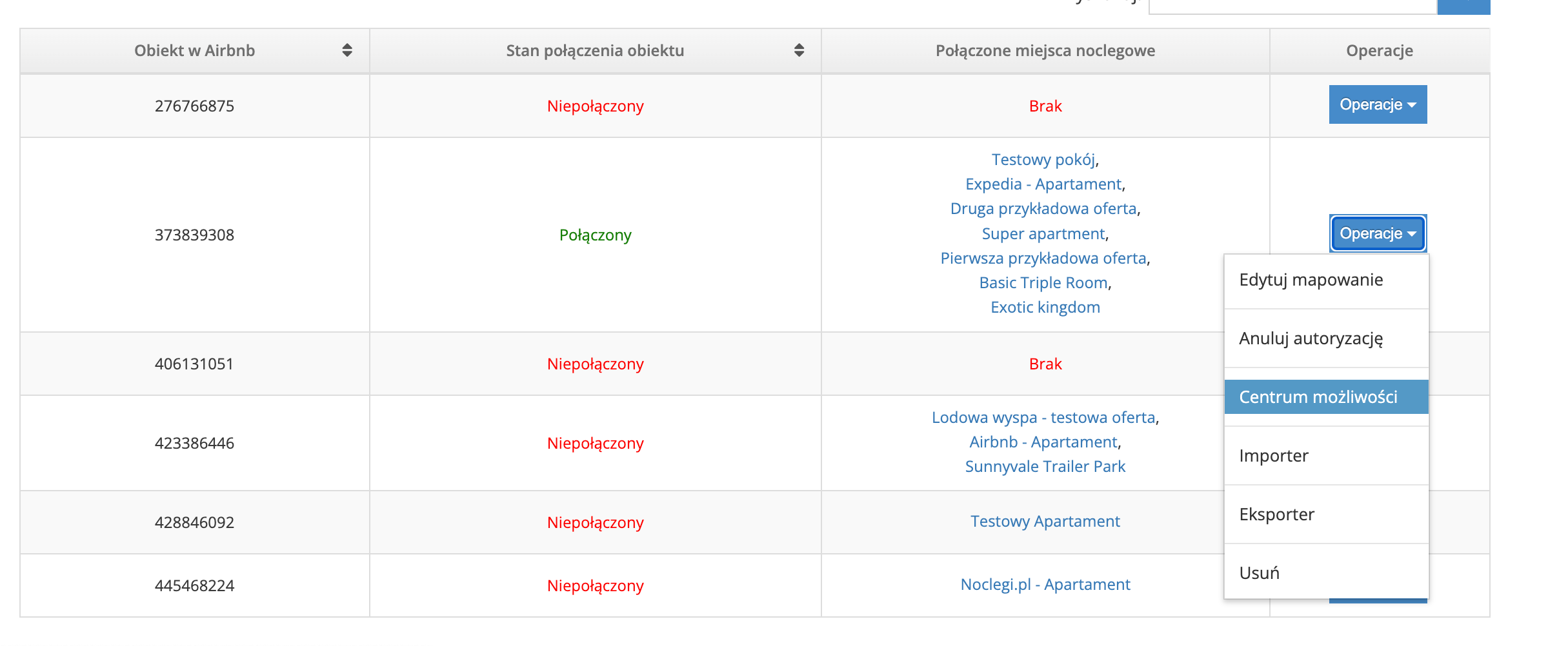 Centrum możliwości Airbnb